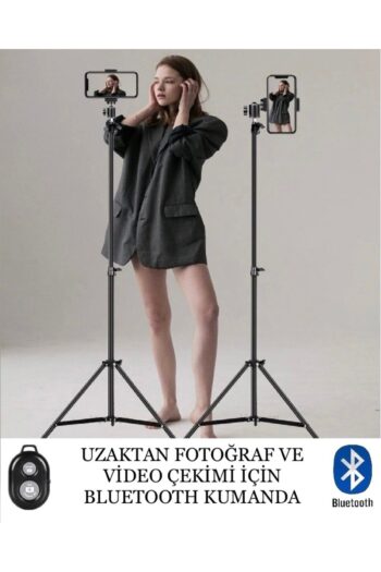Enshall Bluetooth Kumandalı Tripod 2.1 Metre Metal Ring Lıght Lamba Ayağı 360 Döner Başlıklı Telefon Tutucu