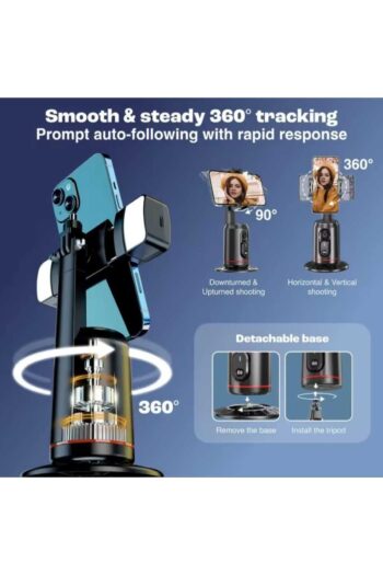 Kensa Yüz Takibi Yapan 360° Dönen Işıklı  Kumandalı Gimbal Video Çekimi İçin Taşınabilir Akıllı Tripod