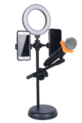 TechnoStation Profesyonel 4 In 1 Discord Youtuber Yayıncı Canlı Yayın Telefon Mikrofon Standı Işıklı 4 Lü Stand