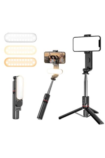 EN SİGA Siyah Led Işıklı Selfie Çubuğu Kablosuz Tripot Selfie Monopod Selfie Stick