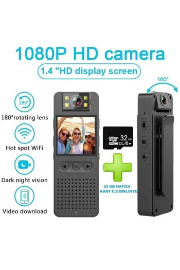 Hesapli Alisveris VÜCUT KAMERASI HD 1080 WİFİ + 32GB HAFIZA KART İLE BİRLİKTE (GECE GÖRÜŞLÜ VİDEO VE SES KAYDEDİCİ )