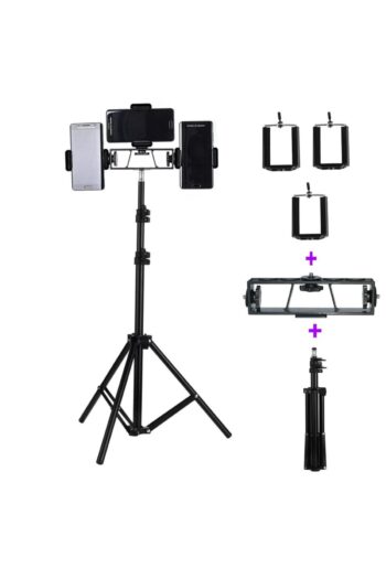 Kyrotech Tripod 2 Metre Telefon Tutucu Tripod Ayak + 2 Adet Telefon Tutucu +1 Adet Multi Pozisyon Adaptör