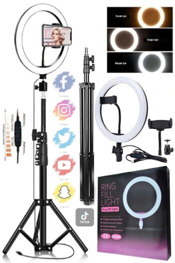 Mi7a Youtuber Led Işıklı Tripod Selfie Makyaj Işığı Sürekli Ring Light 10 Inç Halka