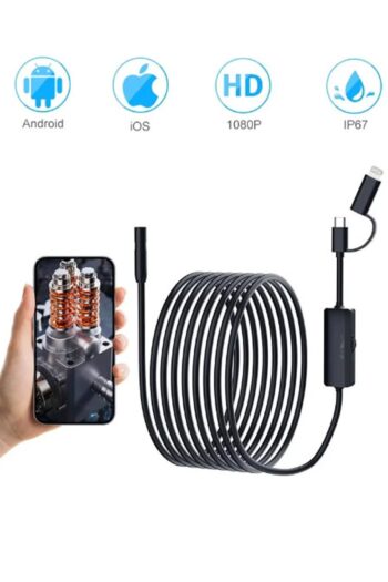 Vothoon Endoskop Yılan Video Kamera Ios ve android Uyumlu Led'li 10 Metre 8 mm Sert Kablo 2mp