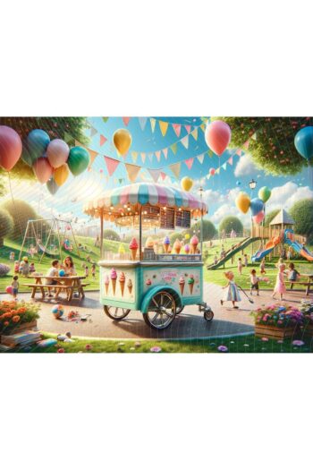 Venspor Renkli Balonlar ve Dondurma Standı Temalı Arkaplan, 200x150cm, Fon, Duvar Örtüsü