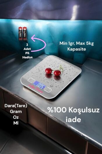 Lilya Home 5kg Platin Mutfak Terazisi Dijital Tartı Hassas Lcd Ekranlı 1gr-5kg
