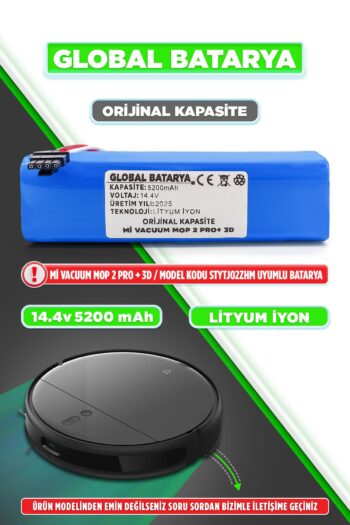 GLOBAL BATARYA Xiaomi Mi Vacuum Mop 2 Pro Plus 3d Uyumlu Akıllı Robot Süpürge Batarya 14.4v 5200mah Pil