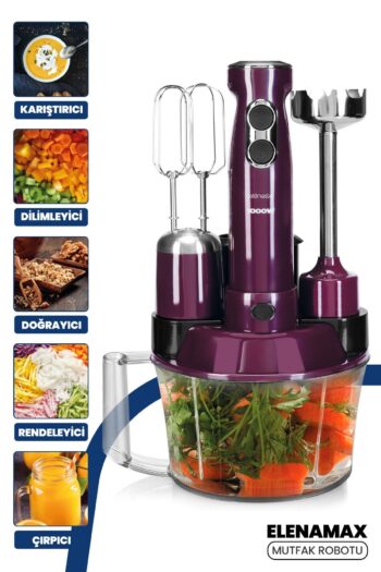 GoldMaster Elenamax Mor 1000 Watt Hız Ayarlı %100 Bakır Motor 5 In 1 Mutfak Robotu Multi Blender Seti