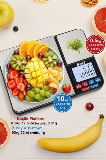 Voit Sc21 Hassas Mutfak Terazisi-lcd Ekranlı Dijital Tartı-çelik Mutfak Ölçüm Tartısı 10kg/0,5kg&1g/0,01g