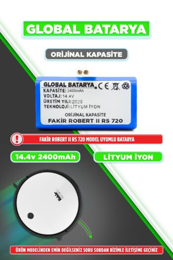 GLOBAL BATARYA Fakir Robert Iı Rs 720 Uyumlu Akıllı Robot Süpürge Bataryası 14.4v 2400mah Pil (ORİJİNAL KAPASİTE)