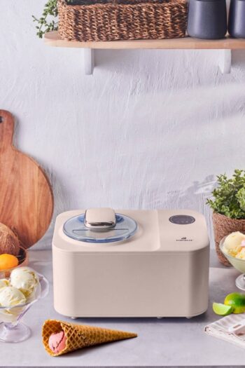 Karaca Metal 2 in 1 Karıştırıcılı, Donduruculu Dondurma Yapma Makinesi 1,2 Lt Vanilla İthalatçı Garantili