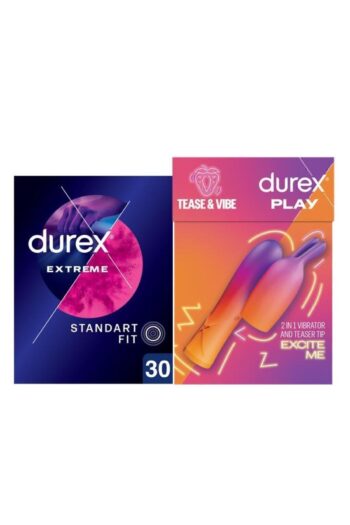Durex 2si 1 Arada Titreşimli Vibratör ve Uyarıcı Başlık+ Extreme Geciktiricili & Tırtıklı Prezervatif 30lu