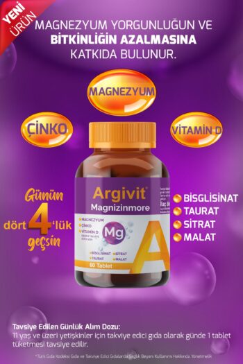 Argivit Magnizinmore Magnezyum, Çinko Ve Vitamin D - 60 Tablet