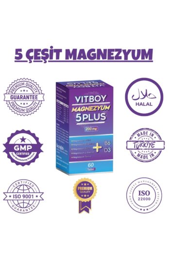 Vitboy Magnezyum 5 Plus 60 Tablet 200mg Malat-Bisglisinat-Sitrat-L-Treonat-Taurat-B6-D3