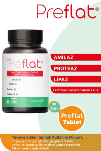 Preflat 30 Kapsül - Lipaz, Proteaz, Amilaz Ve Probiyotik Içeren Takviye Edici Gıda