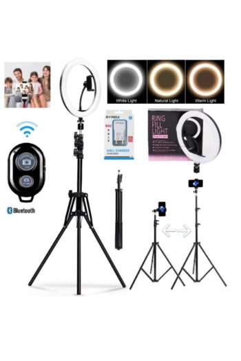 EN SİGA Adaptörlü Bluetooth Kumandalı 10 Inç Ring Light Youtuber Tiktok Çekim Makyaj Işığı 2.1 Mt Tripod