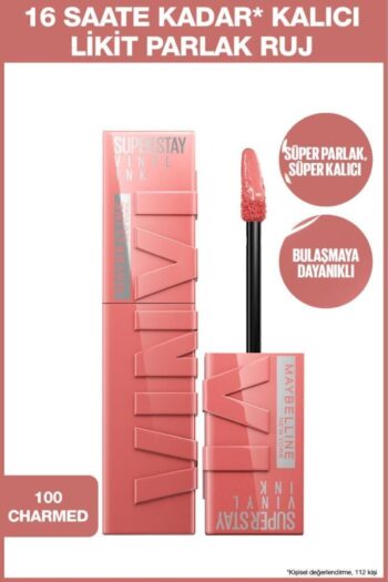 Maybelline New York Super Stay Vinyl Ink Uzun Süre Kalıcı Likit Parlak Ruj 100 Charmed