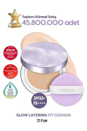 Missha Yoğun Kapatıcı, Nemli ve Parlak Bitişli Cushion Glow Layering Fit Cushion SPF50+/PA++++ No.21 Fair