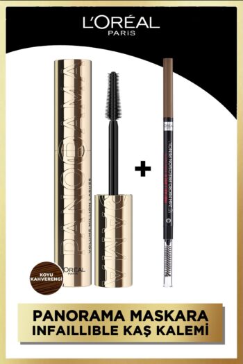 L'Oreal Paris Panorama Hacim Veren Maskara Koyu Kahverengi + Infaillible 24H Micro Precision Kaş Kalemi - Brunette