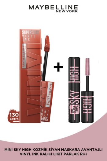 Maybelline New York Vinyl Ink Uzun Süre Kalıcı Nude Tonlu Likit Parlak Ruj 130 Extra& Mini Sky High Cosmic Black Maskara