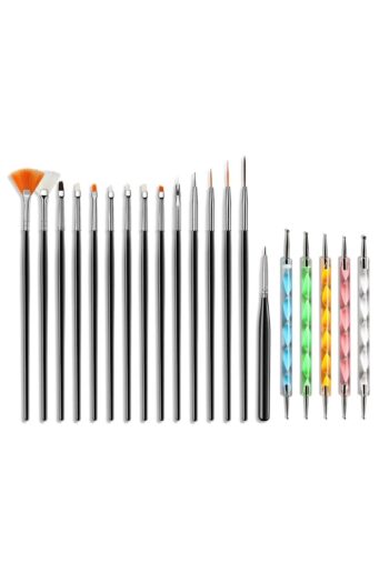 Nail Master Nail Art Tırnak Süsleme Desen Fırça 15'li Ve Dot Kalem Seti 5'li (siyah)