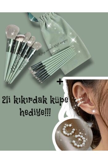 hbtasarim Özel Keseli 13'lü Lüx Fix Makyaj Fırça Seti Kıkırdak Küpe Hediyeli