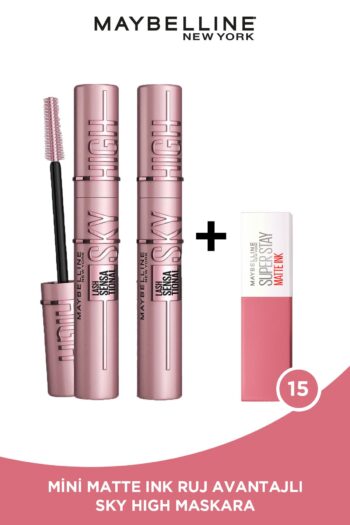 Maybelline New York 2'li Lash Sensational Sky High Maskara + Mini Super Stay Matte Ink Likit Mat Ruj -15 Avantajlı Set