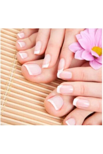 HelloBeautiful 24 Adet Ayak Takma Tırnak French Fransız Model Pedikür + Yapıştırıcı