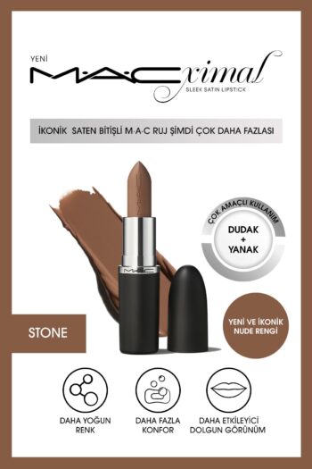 Mac MACximal Sleek Satin Lipstick İkonik Saten Bitişli Ruj-STONE 3.5GM