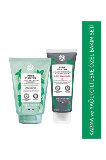 Yves Rocher Karma/Yağlı Ciltler Orjinal Boy Temizleme Jeli, Kömür Maske Seti