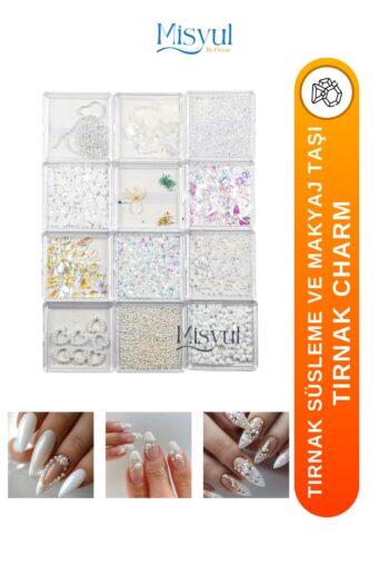 Misyul Tırnak Charm Tırnak Süsleme Ve Makyaj Taşı, Nail Art Nail Charm Seti 12 Adet