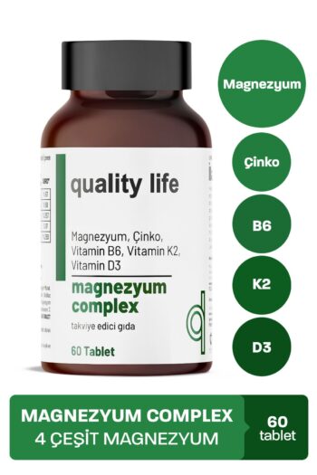 Quality Life Magnezyum Complex 60 Tablet - Magnezyum Malat Sitrat Glisinat Taurat Bisglisinat - Magnesium Çinko