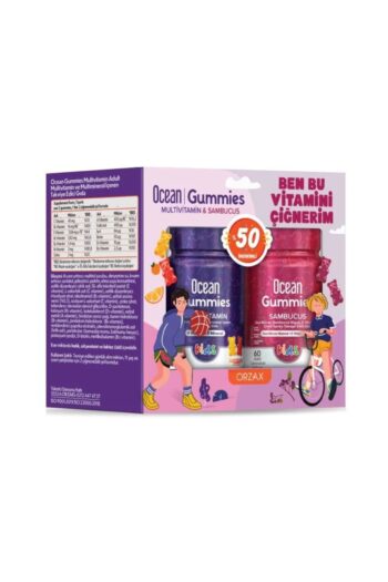 Orzax Ocean Gummies Multivitamin Kids 60 Adet Çiğnenebilir + Sambucus Kıds 60 Adet Jel Form