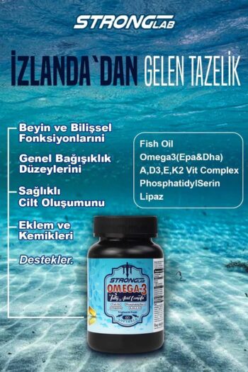 Strong Lab İzlanda Premium Omega-3 Balık Yağı 1200 Mg(EPA/DHA) D3,k2, Vitamin,fosfatidilserin, 60 Kapsül