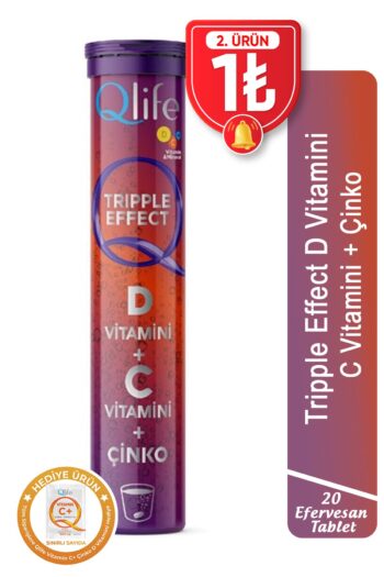 Qlife Efervesan Günlük Vitamin Takviyesi Tripple Effect C Vitamini D Vitamini Çinko 20 Efervesan Tablet