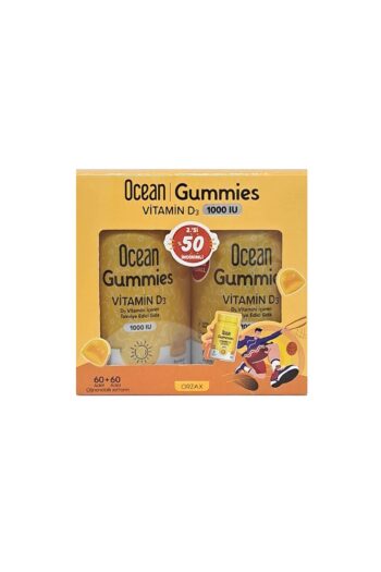Ocean Gummies Vitamin D3 1000IU Portakal Aromalı Gıda Takviyesi 60+60 Avantajlı Paket
