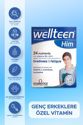 Wellteen D Vitamini, Koenzim Q-10, L-Karnitin İçeren Genç Erkeklere Özel Vitamin Desteği 30 Tablet
