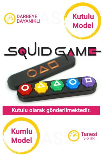 OVERMAX Kutulu - Kumlu Squid Game Oyun 5 Taş Seti Renkli Taş Gonggi, Beş Taş, Kalamar Oyunu