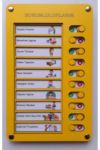mekteplim Günlük Rutin Checklist Görev Ve Sorumluluk Tablosu Sarı