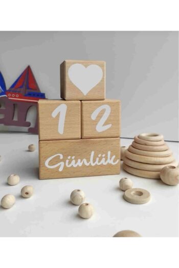 encii Ahşap Bebek Anı Küpü 4 ‘lü Anı Küpleri Seti Anne Bebek Dekor