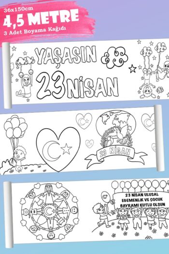 Viva Home 23 Nisan Temalı Rulo Aktivite Dev Boyama Kağıdı 4,5 Metre