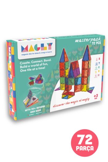 Magly Manyetik Yapı Blokları – Çocuklar İçin Renkli 3 Boyutlu 72 Parça Manyetik Karo Oyun Seti