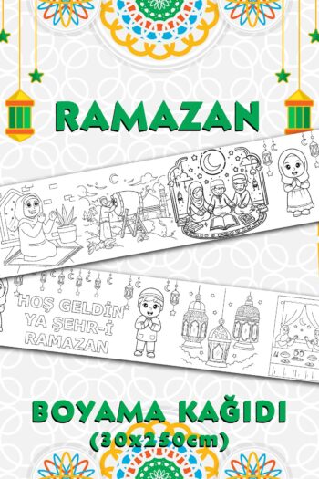 BiWini Ramazan Temalı Dev Boyama Kağıdı 2,5 Metre Rulo Boyama Kağıdı - Çocuk Eğitici Boyama