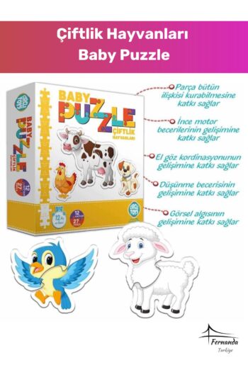 Fernanda Özel Seri Baby Puzzle Çiftlik Hayvanları Zeka Geliştirici Eğitici Çocuk El Göz Koordinasyonu