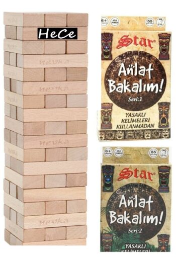 Star Hece 54 Parça Jenga,denge Oyunu Ve Anlat Bakalım Tabu Seri 1 2 Kartları