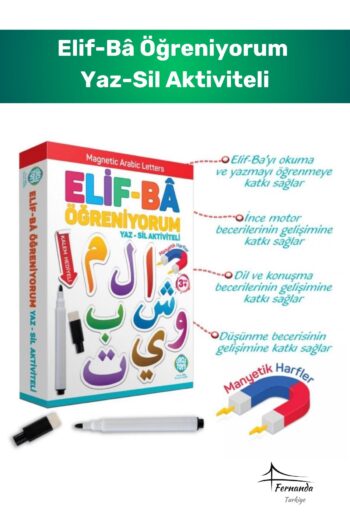 Fernanda Özel Seri Elif-Bâ Öğreniyorum Zeka Geliştirici Eğitici Manyetik Yaz-Sil Aktiviteli