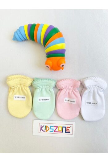 kidszone Yenidoğan Bebek Eldiveni 4 Çift %100 Pamuk Çeşitli Renklerde Eldiven