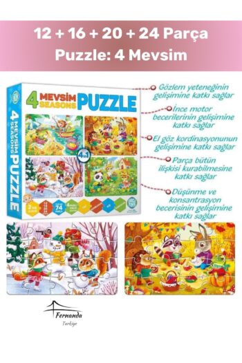 Fernanda Özel Seri 12 + 16 + 20 + 24 Parça Puzzle: 4 Mevsim Zeka Geliştirici Eğitici Çocuk