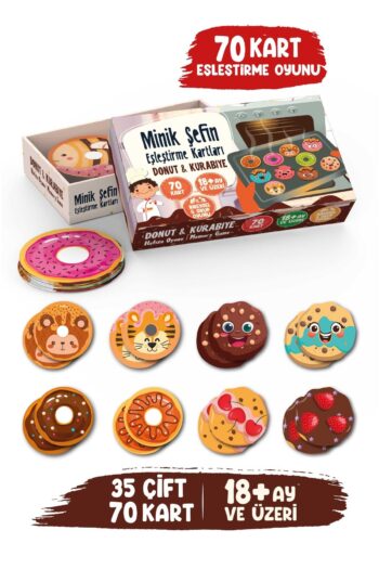 Bunbaza Minik Şefin Eşleştirme Kartları Donut Ve Kurabiye Beceri Zeka Geliştirme Oyunu Kartları Memory Game