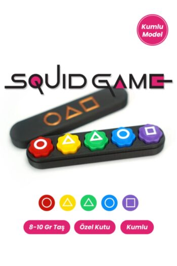 TH TİCARET Squid Game Oyun 5 Taş Seti Kalamar Oyun Beştaş Oyuncak Renkli Taş Gonggi - Kutulu